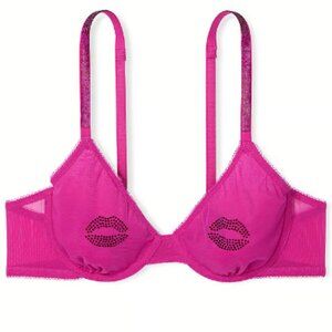 Victoria's Secret Valentine's day Bra 38D Women Plus size NEW VS crystals pink